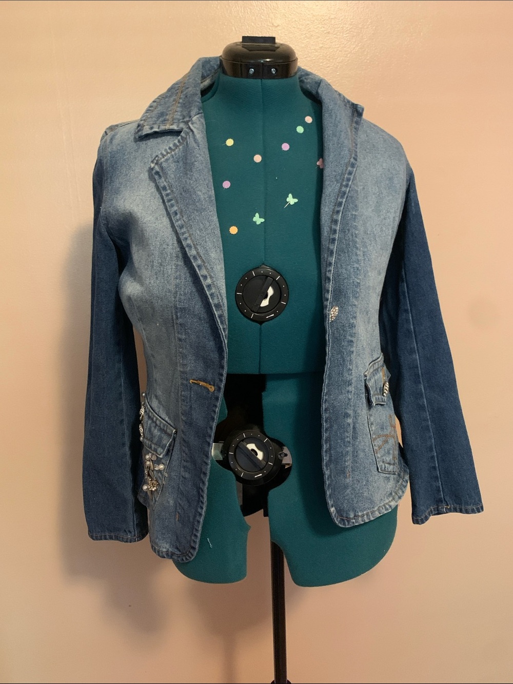 Vintage/Y2K NEVER WORN Together Two-Tone Beaded Denim Blazer Jacket